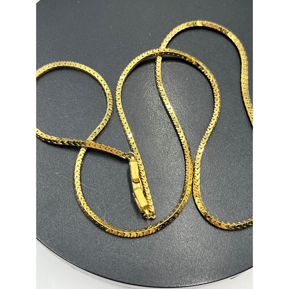 Givenchy Designer Vintage Herringbone Gold Plated Long chain 23" Necklace - Picture 5 of 16